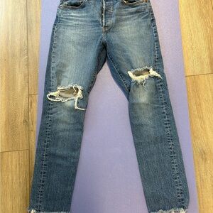 Levi's Blue High Rise Distressed Jeans